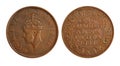 Old Indian Currency Coin - One Quarter Anna