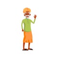 old indian man waving hand and welcoming daughter in retirement home cartoon vector