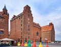 Old industrial brick buildings at the harbor in Stralsund