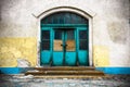 Old industrial building in a closed wooden door Royalty Free Stock Photo