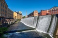 Sunny day in the historic industrial landscape in Norrkoping, Sweden Royalty Free Stock Photo