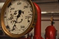 Old Industrial Machine pressure gauge and pipes Royalty Free Stock Photo