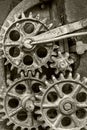 Old industrial mechanism with rusty gearwheels