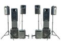 Old industrial powerful stage sound speakers isolated over white Royalty Free Stock Photo