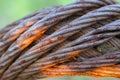 Old industrial rusty metal cable closeup. Metal  background Royalty Free Stock Photo