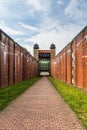 Old industry boat lift floodgate in Ruhr Area, Waltrop, Henrichenburg, Germany, Europe