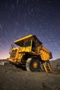 Old industual dumper truck with star trails Royalty Free Stock Photo