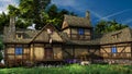 Old inn with colorful flowers Royalty Free Stock Photo