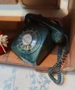 Vintage Telephone DKI Japanese Rotary Dial Phone Home Station Retro Telecommunication Antique Collectible Ancient Communication Royalty Free Stock Photo