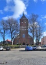 Old mediaeval gothic red brick stone parish church Of Our Lady in a small town of Slawno, wester Pomerania, Poland. Royalty Free Stock Photo