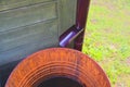 Old iron barrel and plastical gutter ready for summer rains Royalty Free Stock Photo