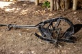 Old iron black farm plow