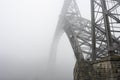 Old iron bridge in the fog Royalty Free Stock Photo