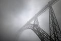 Old iron bridge in the fog Royalty Free Stock Photo