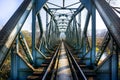 Old iron bridge with railway tracks Royalty Free Stock Photo