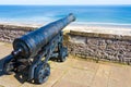 Old Iron Cannon at Bamburgh Castle Royalty Free Stock Photo