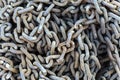 Old iron chain background. Rusty grunge anchor steel chain with texture in a ship port. Industrial concept. Royalty Free Stock Photo