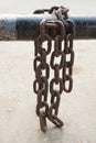 Old iron chain with rusty iron beam