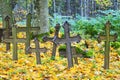 Old iron crosses an abandoned cemetery Royalty Free Stock Photo