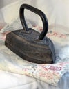 The old iron on light fabric Royalty Free Stock Photo