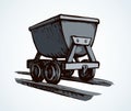 Iron miner`s trolley. Vector drawing Royalty Free Stock Photo