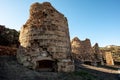 Old iron ore carbonate calcination kilns around 1900. industrial calcining furnaces. Remains of originally preserved ovens