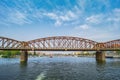 Old iron railway bridge over the Vltava river. Prague,Czech Republic Royalty Free Stock Photo