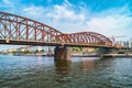 Old iron railway bridge over the Vltava river. Prague,Czech Republic Royalty Free Stock Photo