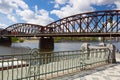 Old iron railway bridge in Prague,Czech Republic. Royalty Free Stock Photo