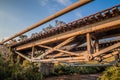 Old iron railway bridge in a rural area in the afternoon Royalty Free Stock Photo