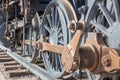 The old iron railway steam locomotive wheels and rods detail Royalty Free Stock Photo