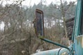 Old iron rusty ferris mirror on a retro truck Royalty Free Stock Photo