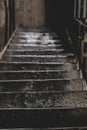 Old iron stairs from top to bottom close-up Royalty Free Stock Photo