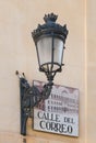 Old iron street lamps in the streets of Madrid