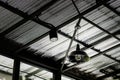 Old Iron Street Lantern, Black lamp for hang on the roof modern in cafe Royalty Free Stock Photo