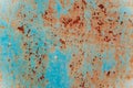 Old iron wall with blue paint and rust. Metal texture with natural defects. Scratches, chips, cracks. background or Royalty Free Stock Photo