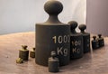 Old iron weight measurement units. Kilogram