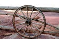 Old iron and wood wagon wheel Royalty Free Stock Photo