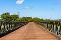 Old iron and wooden bridge located in the town of Colonia Carlos Pellegrini, Corrientes, Argentina Royalty Free Stock Photo