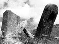 old Islamic stone tombs in Armenia.Monochrome. Monochrome, sketch, drawing