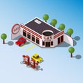 Old isometric GAS Petrol Service Station.