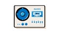 Old isometry retro white vintage music cassette tape recorder with magnetic tape on reels and speakers from the 70s, 80s, 90s. Royalty Free Stock Photo