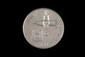 An old Israeli shekel coin on a black background Royalty Free Stock Photo