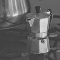 Old Italian Moka on the stove in black and white Royalty Free Stock Photo