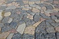 Old italian paving built with irregularly shaped stone blocks called opus incertum Royalty Free Stock Photo