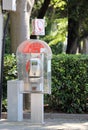 Old Italian phone booth out of order Royalty Free Stock Photo