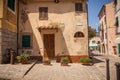 Old Italian picturesque houses. Historic center of the ancient village of Marina di Campo on the Island of Elba in Italy in the