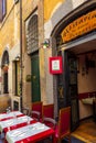 Old Italian pizzeria street seating historic Rome Italy