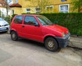 Old Italian popular compact car red Fiat Cinquecento ED