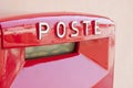 Old italian public red metal mailbox with italian Poste text